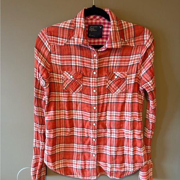 American Eagle Outfitters Tops - American Eagle Outfitters plaid Blouse size 10